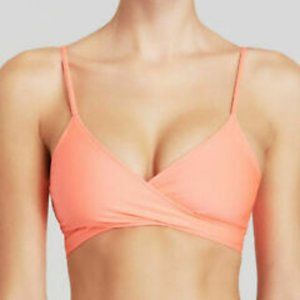 L*Space Chloe Wrap Bikini Top in Electric Coral
